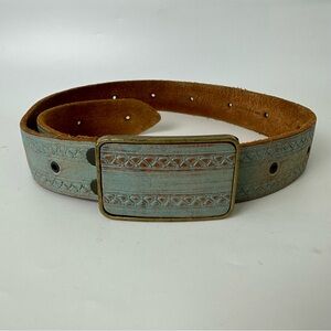 Century Canada Green Embossed Leather Studded Size 32 Boho